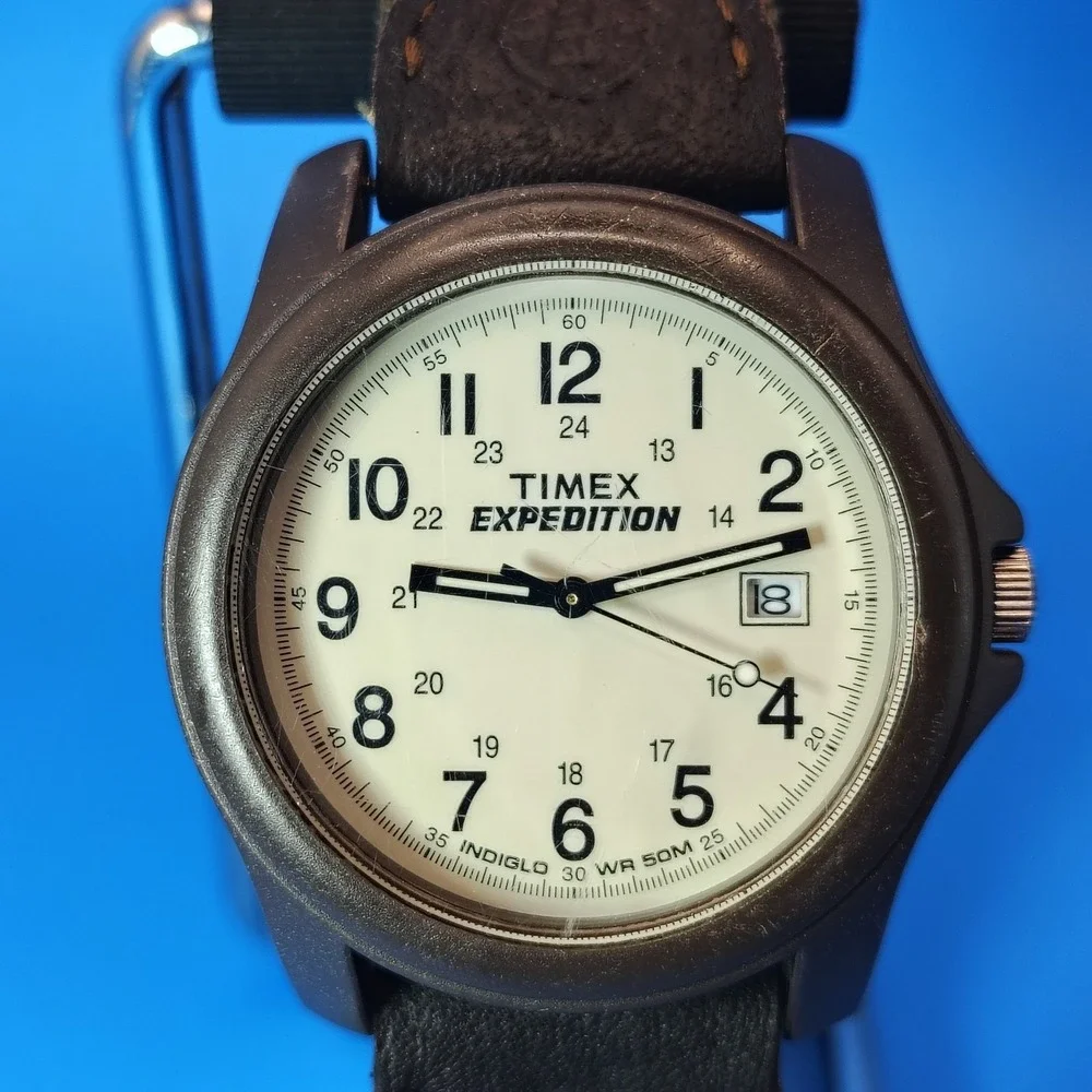 Vintage 2000 Timex Expedition Indiglo Date 38mm Mens Quartz Military Field Watch